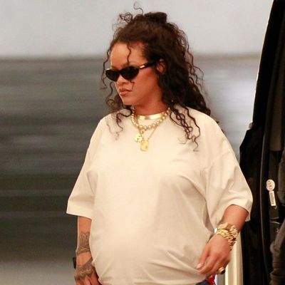 Rihanna Elevates a White T-Shirt With a Rare Fendi Baguette Bag and Fenty x Puma Flip-Flops