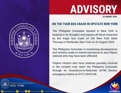 Philippine Consulate Confirms Filipino Nationals Among Fatalities in Upstate New York Bus Crash
