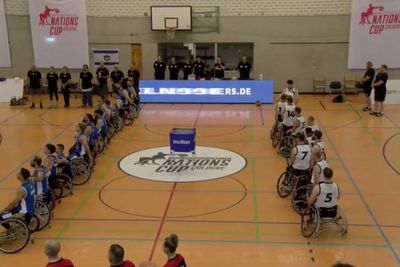British wheelchair basketball team turns away from Israeli opponents during national anthem