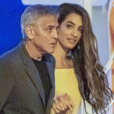Amal Clooney Channels Taylor Swift's 'Showgirl' Era in a Feathered Mini Dress
