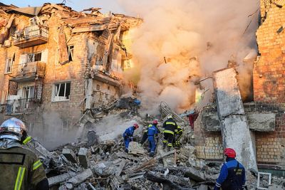Putin accused of ‘sabotaging peace’ after devastating airstrike on Kyiv kills 23 and hits British Council building