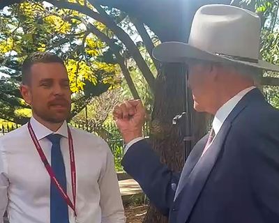 Nine demands Bob Katter apologise for ‘aggressive behaviour’ towards reporter and considers legal action