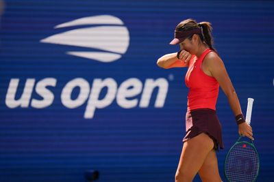 Emma Raducanu overwhelmed by Rybakina at US Open in straight-sets loss