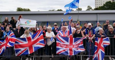 Protesters face-off with hundreds of anti-racism activists outside Falkirk hotel
