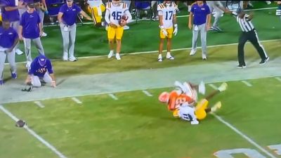 Brian Kelly Has CeeDee Lamb Moment With Sideline Official in LSU's Win Over Clemson