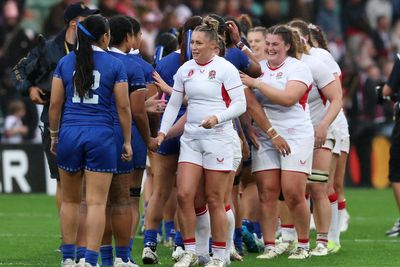 Samoa dance on the pitch with England after Women’s Rugby World Cup defeat
