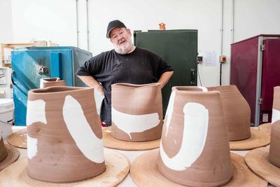Johnny Vegas’ hugs sculpture part of ceramics biennial display