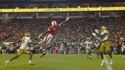 Miami WR CJ Daniels Went Full Extension vs. Notre Dame for Early Catch of the Year Candidate
