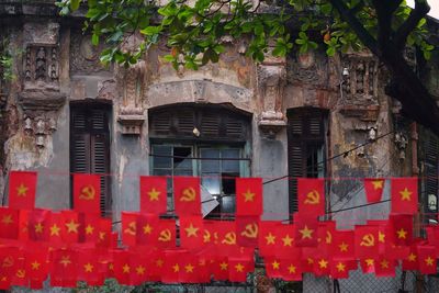 Photos show city balconies united under red flags for Vietnam's National Day