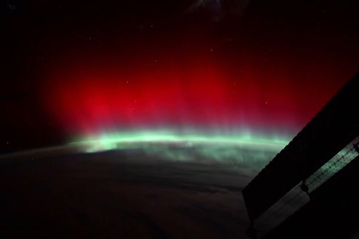 Rare red aurora glows above Earth in extraordinary…