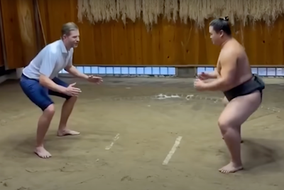 Eric Trump tried sumo wrestling on trip to Japan. It went about as well as you might expect