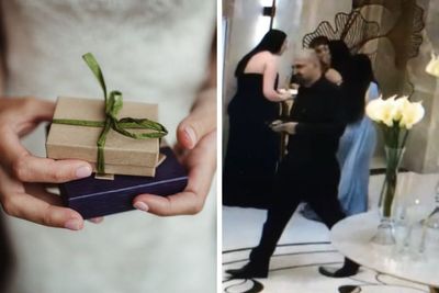 Surveillance footage captures uninvited man making off with $100k worth of gifts from California wedding