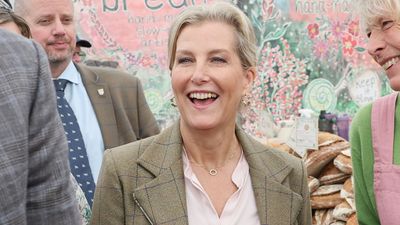 Duchess Sophie's red leather knee highs and suede skirt scream autumn in the most elegant way
