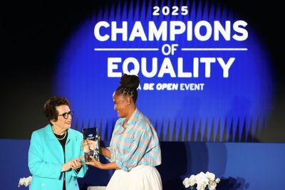 Ava Duvernay and Stacey Allaster accept Billie Jean King Champions of Equality award