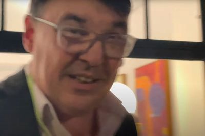 Moment Father Ted creator Linehan allegedly ‘whacked’ phone out of trans activist’s hand