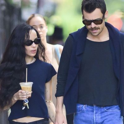 Zoë Kravitz and Harry Styles Assemble Matching T-Shirt and Jeans Outfits