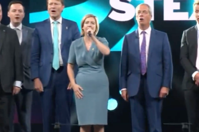 Andrea Jenkyns leads Reform UK in singing national anthem as party conference wraps up