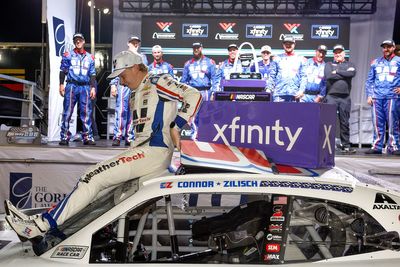 Connor Zilisch jokes "I guess I just can't celebrate" after ripping firesuit