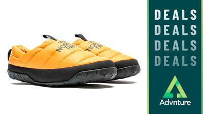 Keep your feet warm and cozy around camp with 50% off the insulating Nupse Mule Bootie slip-ons from The North Face