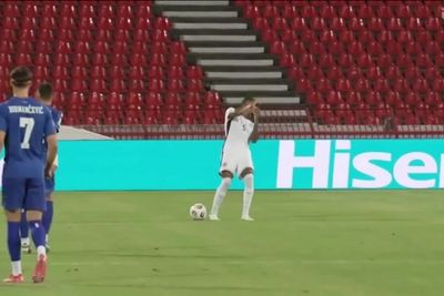 England vs Serbia match paused after laser pen shone in Ezri Konsa’s face