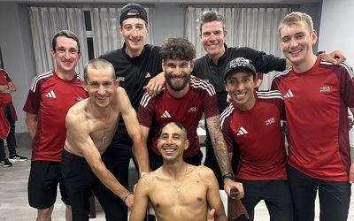 Ineos Grenadiers riders shave their heads in celebration of Egan Bernal's first Grand Tour win since life-threatening crash