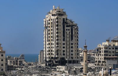 The last 30 minutes inside a Gaza City tower before it is bombed by Israel