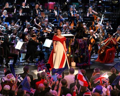 Last Night of the Proms review – star turns, good-natured flag waving and a rich Rule, Britannia!