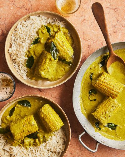 Chetna Makan’s recipes for corn on the cob curry and coriander mint chutney butter corn