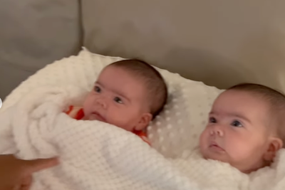 Jesy Nelson’s boyfriend sings to twin girls in four-month birth update