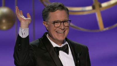 After Stephen Colbert's Post-Cancellation Late Show Emmy Win, His Wife's Red Carpet Praise Is Even More Meaningful
