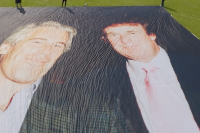 Massive image of Trump with Epstein installed outside Windsor ahead of state visit