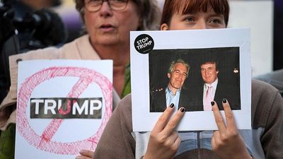 Protesters gather outside Windsor Castle ahead of Trump state visit