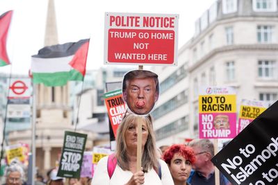 Thousands of protesters march in central London against Donald Trump's state visit