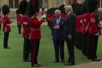 Watch King Charles joke with Trump as they inspect honour guard