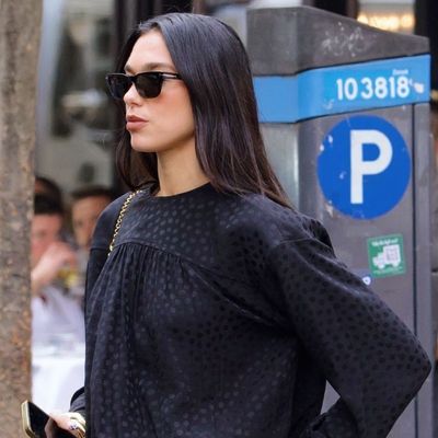 Dua Lipa Swaps Her Designer Dresses for Black, Straight-Leg Jeans