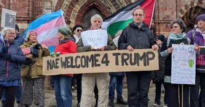 'We are sick of him': Scottish islanders hold anti-Donald Trump protest