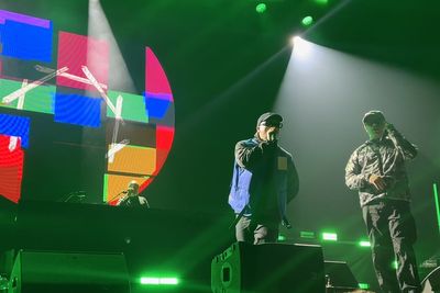 Kneecap at Wembley review – Belfast rap group triple down on Starmer and Palestine at pounding arena show
