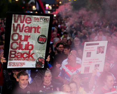 Angry fans storm pitch as Salford end season in defeat and face extinction