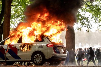 Rioters clash at right-wing demonstration in the Netherlands ahead of general election