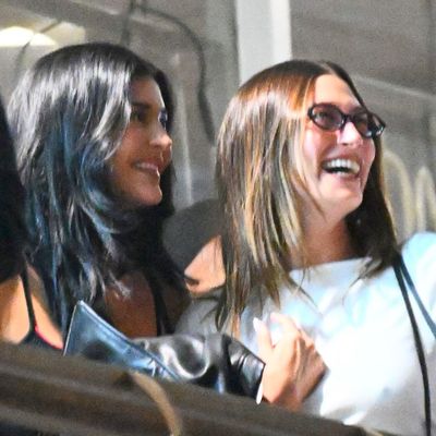 Hailey Bieber and Kylie Jenner Pair Heeled Flip-Flops With Baggy Jeans and Parachute Pants