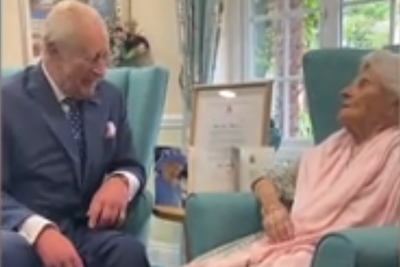 King Charles visits world’s oldest person who jokes ‘All the girls were in love with you’