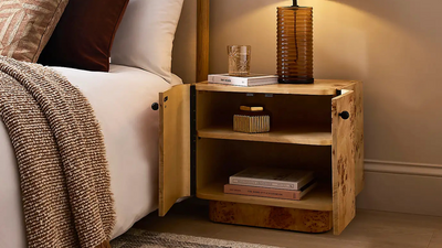 Burl Is Still the Big Trend — I Just Found This Budget-Friendly Bedside Table (Which Already Sold Out Once) That Gives Soho Home Vibes