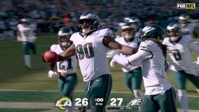 Eagles' Jordan Davis Dropped Perfect Line After Returning Blocked FG for Game-Sealing TD