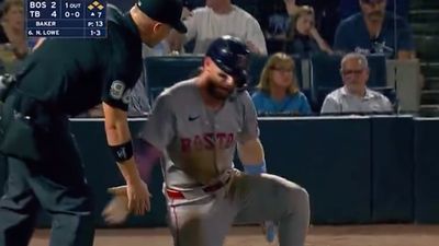 Red Sox Player High-Fives Umpire After Safe Call at Home