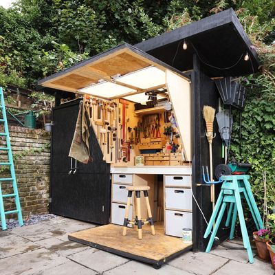 You'd never guess this narrow garden shed was hiding a fully-functioning workshop