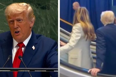 Donald and Melania Trump get stuck on broken escalator at UN prompting rant to General Assembly