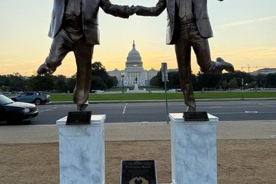Mysterious new statue of Epstein and Trump holding hands appears in DC