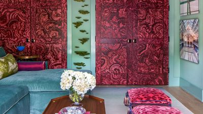 A Designer Gave These Doors an Incredibly Expensive-Looking "Jewelachite" Finish Using a Torn Piece of Cardboard