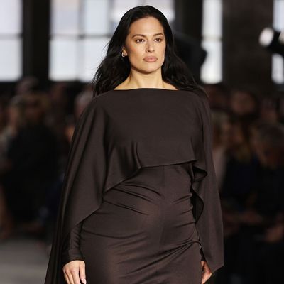 Ashley Graham Makes Her Grand Milan Fashion Week Comeback in a Dark Brown Boss Midi Dress
