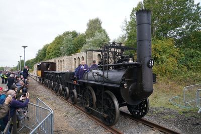 Steam enthusiasts line tracks to watch newly restored replica of Locomotion No.1